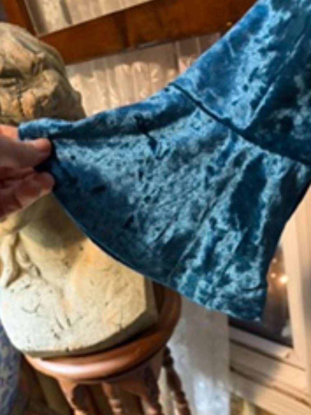 Striking Sapphire Blue Velvet Dress with a Cascading Ruffle Hem (2XL) - Picture 3 of 4